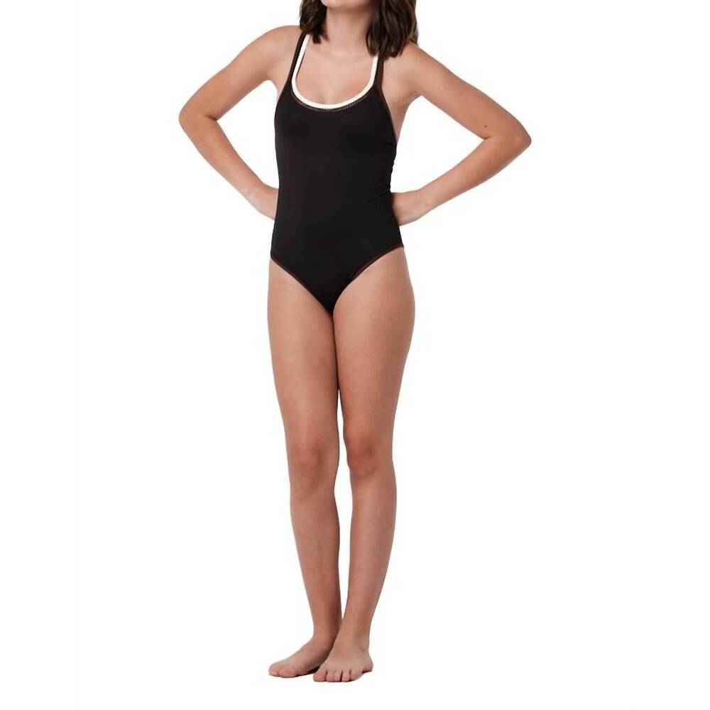 NEW SUBMARINE girls crossed swimsuit in black